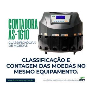 Ver Contadora e Classificadora de Moedas AS-1610 FRT até 500 Moedas/min com Relatório no Display Bivolt — imagem 3